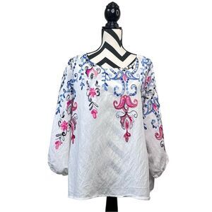 Kindred Sz 3X Boho Floral Embroidered Tunic Top